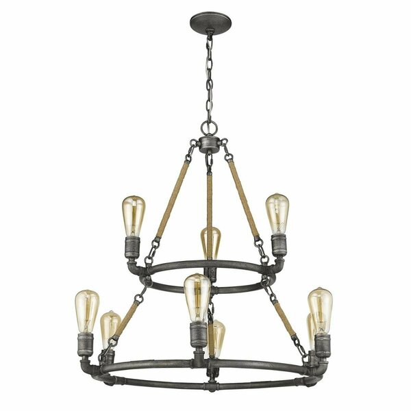 Homeroots 30 x 28.25 x 28.25 in. Grayson 9-Light Antique Gray Chandelier 398114